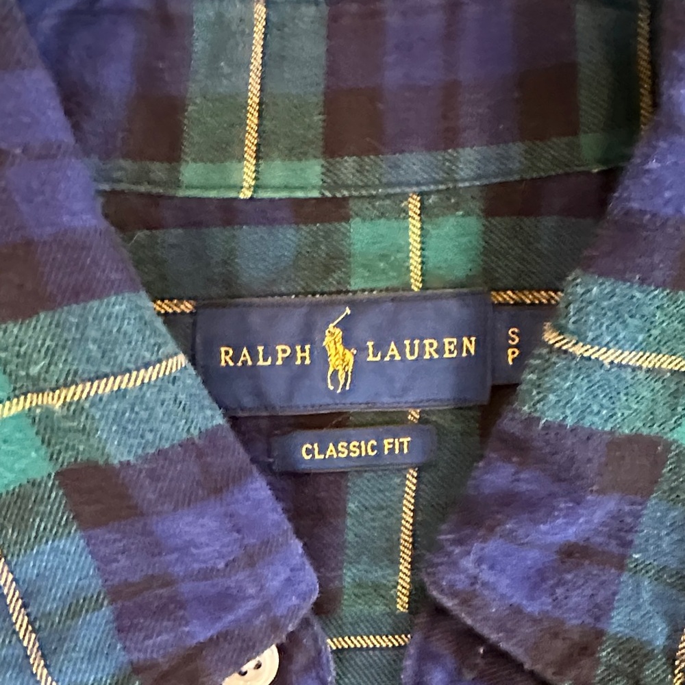 Polo Ralph Lauren Green and Blue Plaid Women's Shirt - Picture 2 of 5
